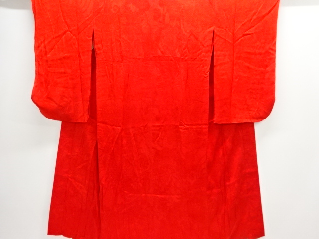 JAPANESE KIMONO / ANTIQUE JUBAN / SILK / MON KINSHA / WOVEN PINE & UME